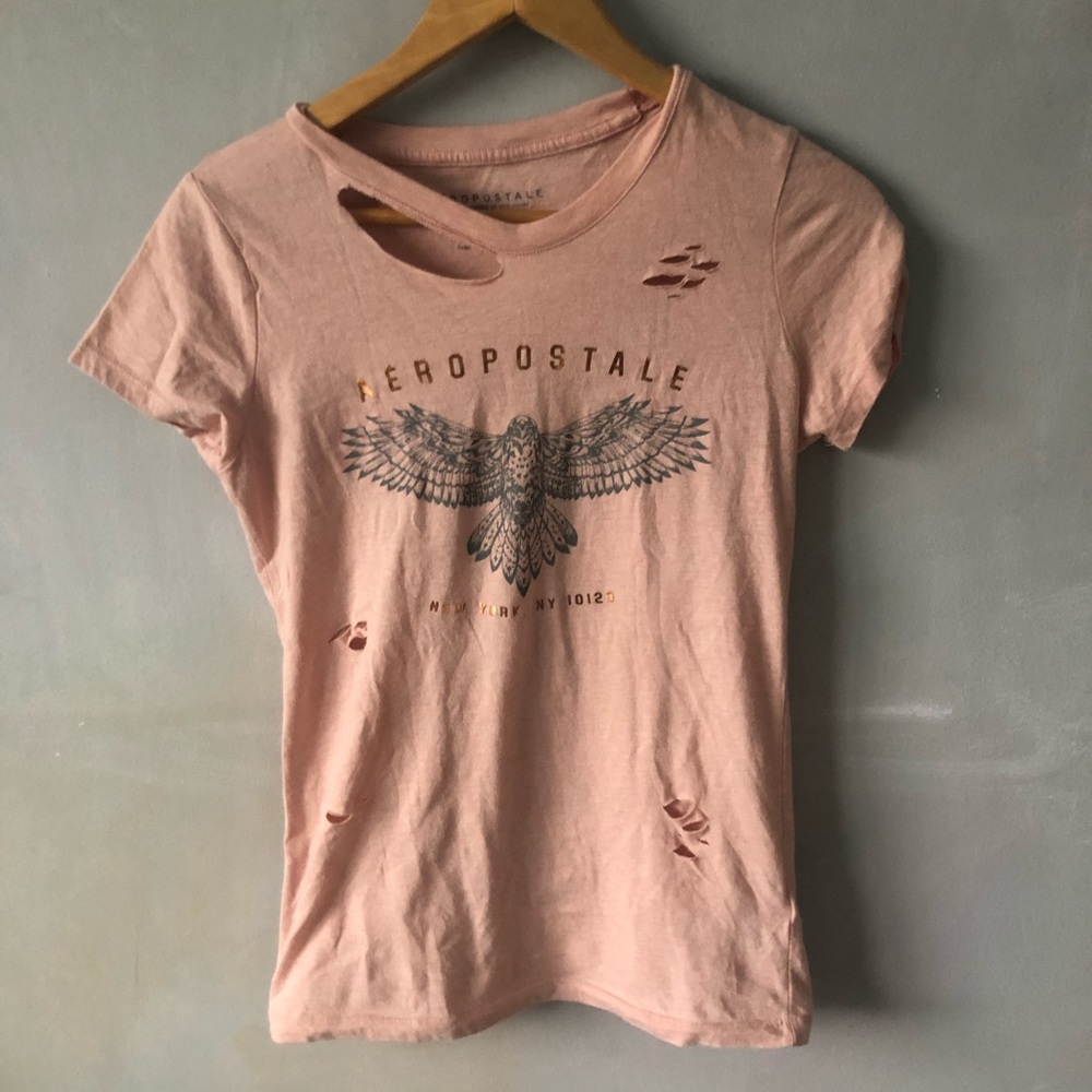 pink distressed tee